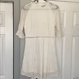 High Neck White Lace Dress